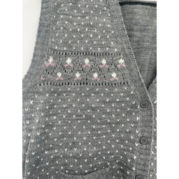 Vintage 80's Knit Sweater Vest KnitivoII Cardigan Size 42 Gray Made in Korea - Picture 12 of 12